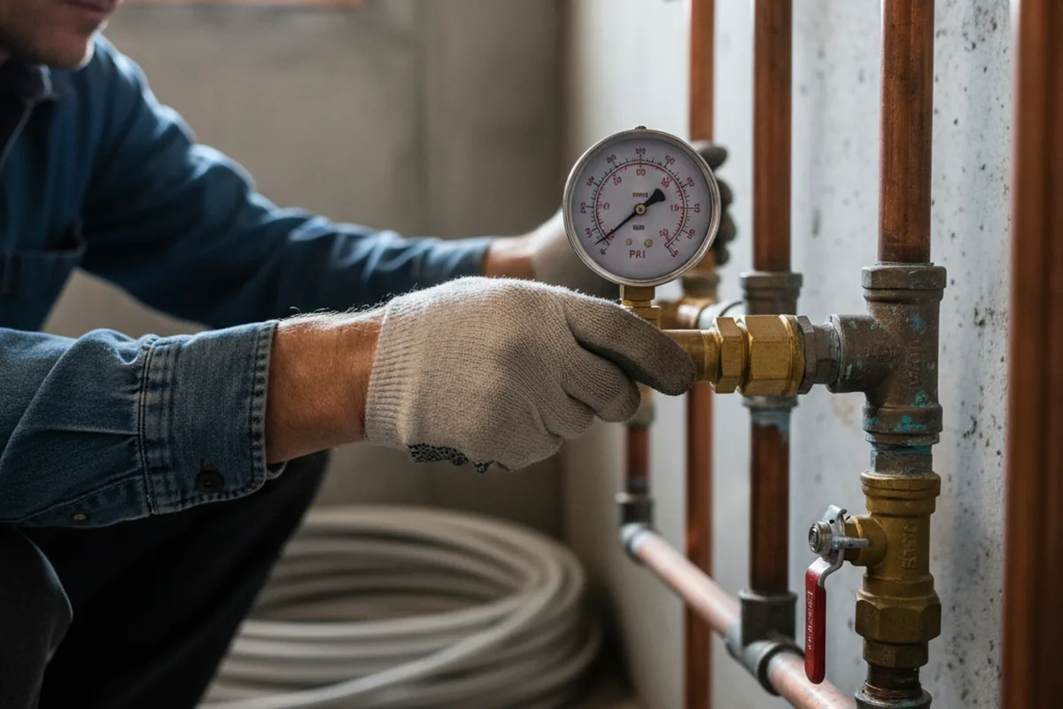 Pressure testing a repaired line during Water Line Repair in South Charleston